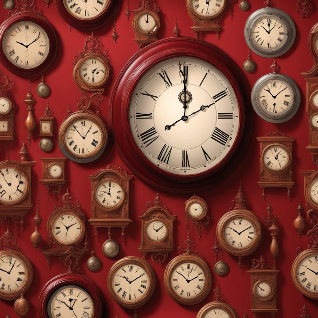 Room with Grandfather Clock and Clock Painting