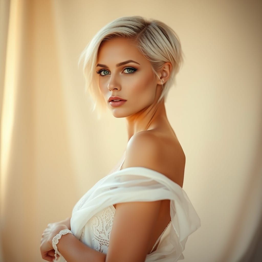 Ethereal High Fashion Model in Creamy Bokeh