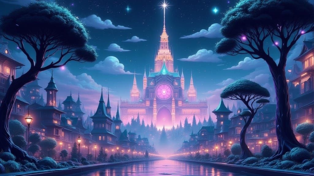 Surreal Golden Landscape in Modern Art Style