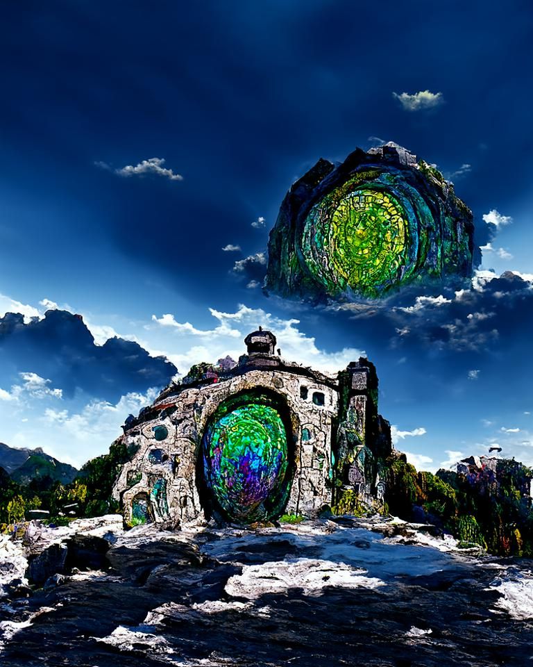 Magical Portal Opens Above Stone Fortress