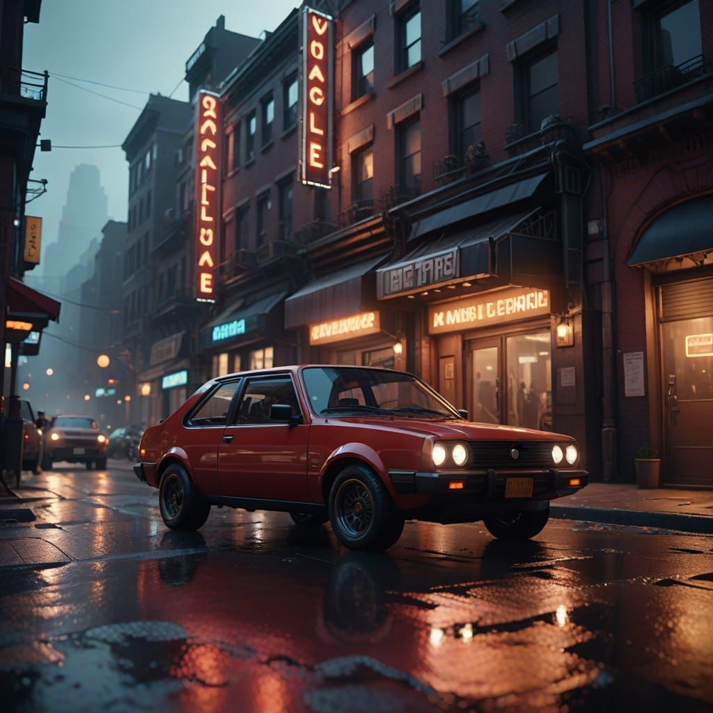 Epic Sci-Fi Cinematography: 1987 Yugo in Neon-Lit Harlem Str...