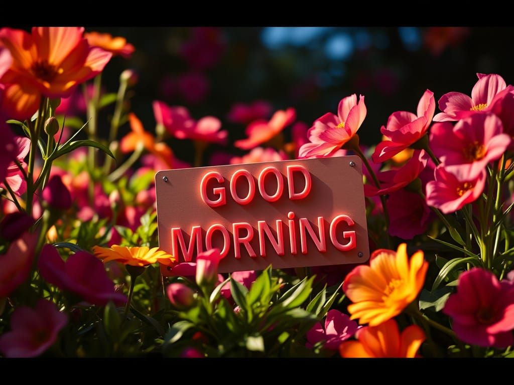 Good Morning Message with Flowers in Cinematic Style