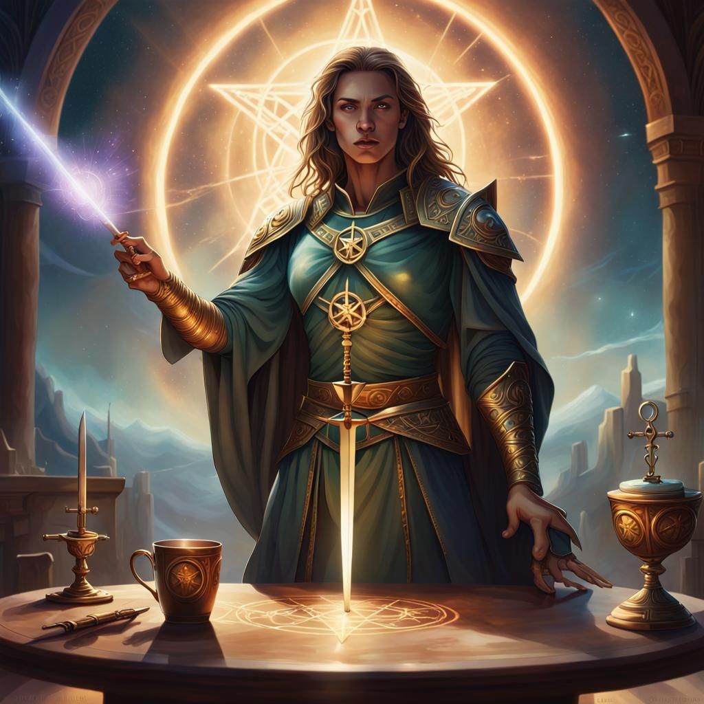 Mystical Magician Tarot Card in Fantasy Art