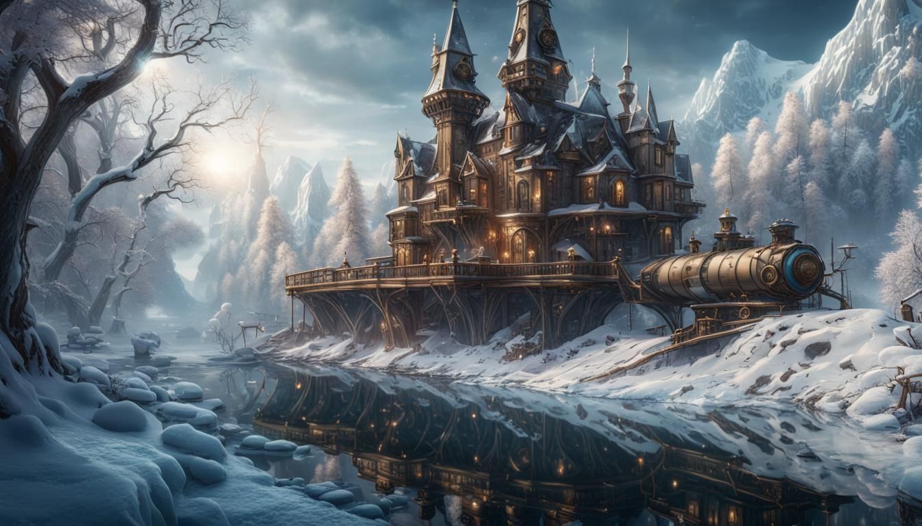 Frozen Steampunk World in Detailed Matte Painting