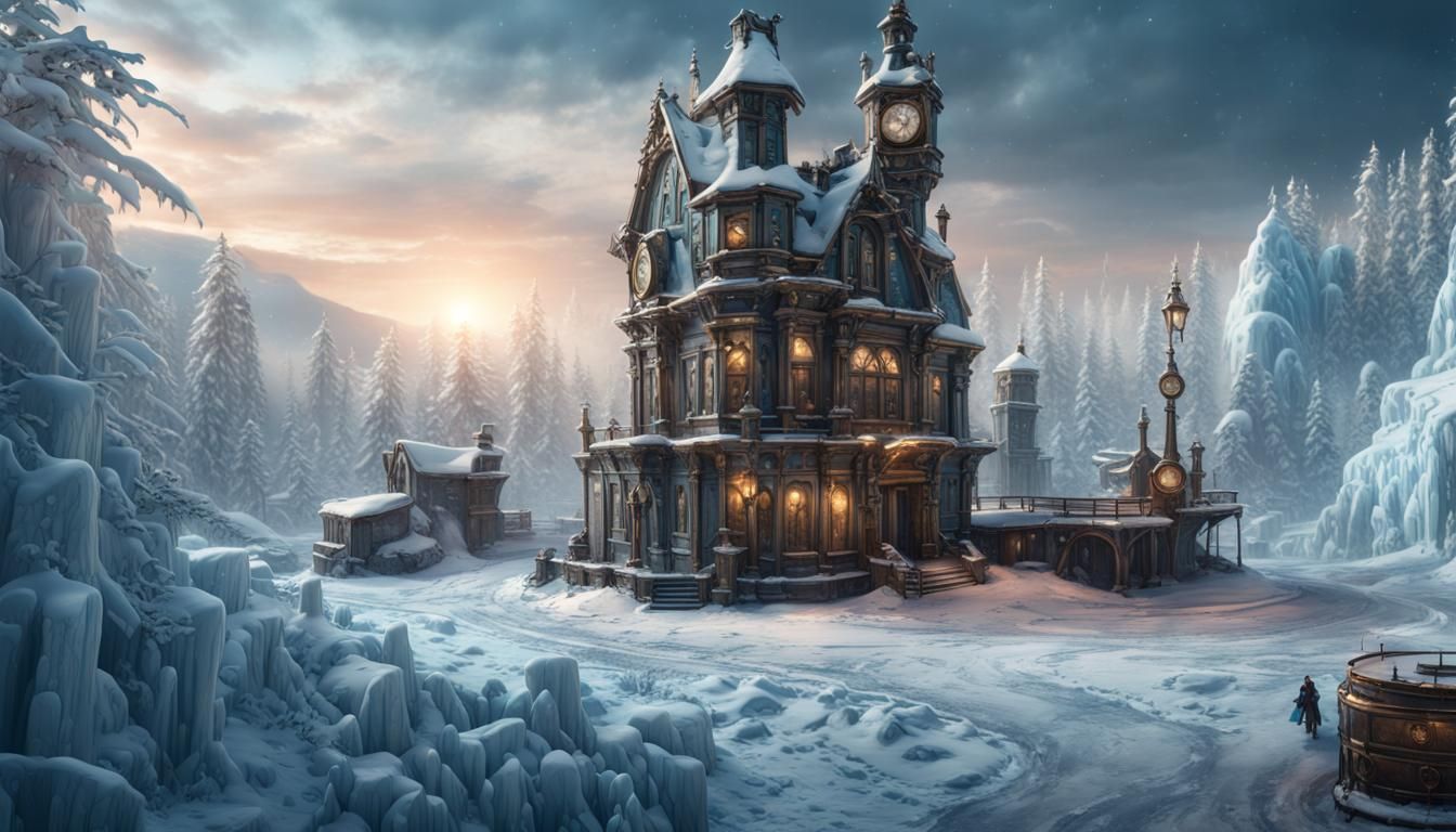 Steampunk Winter World: Detailed Matte Painting