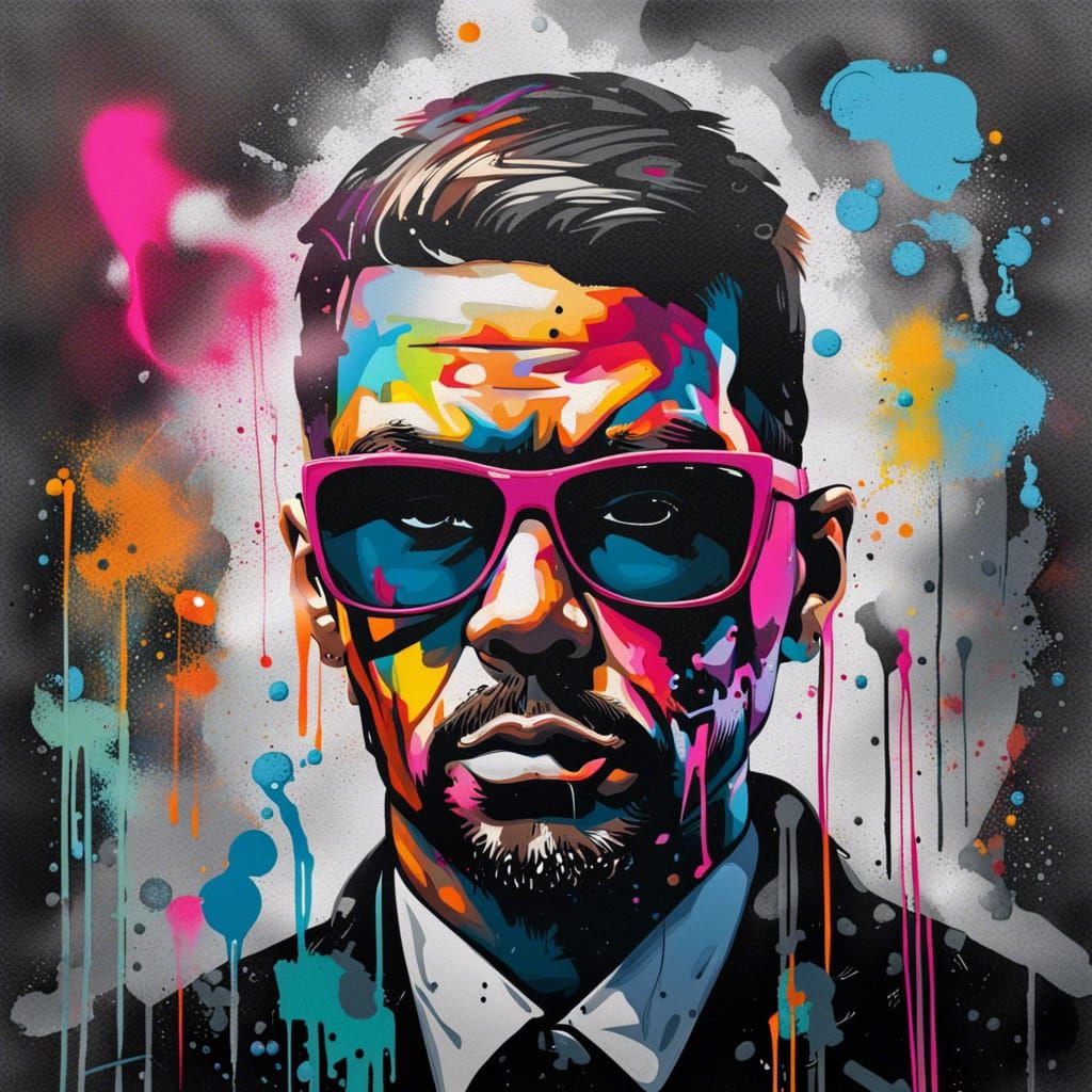 Secret Agent Portrait in Graffiti Art Style