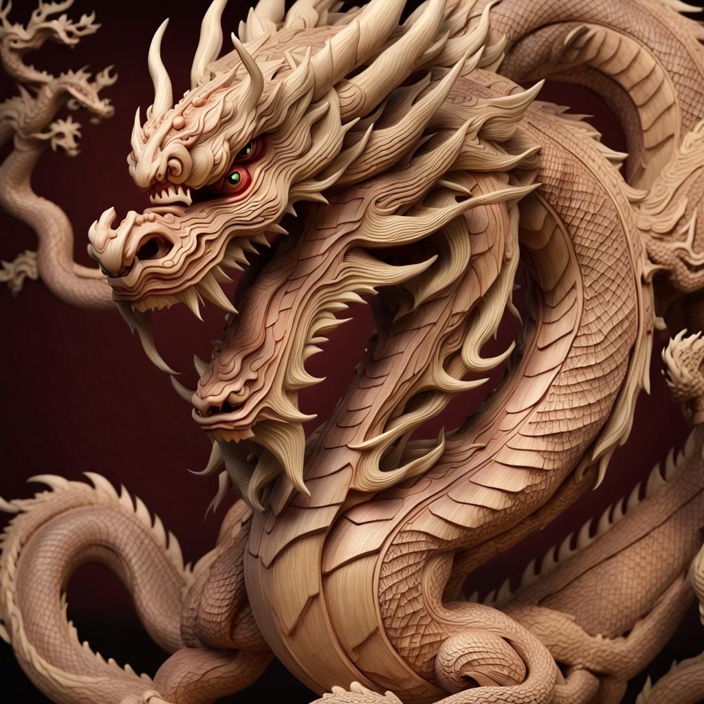 Muscular Wood Dragon Celebrates Lunar New Year