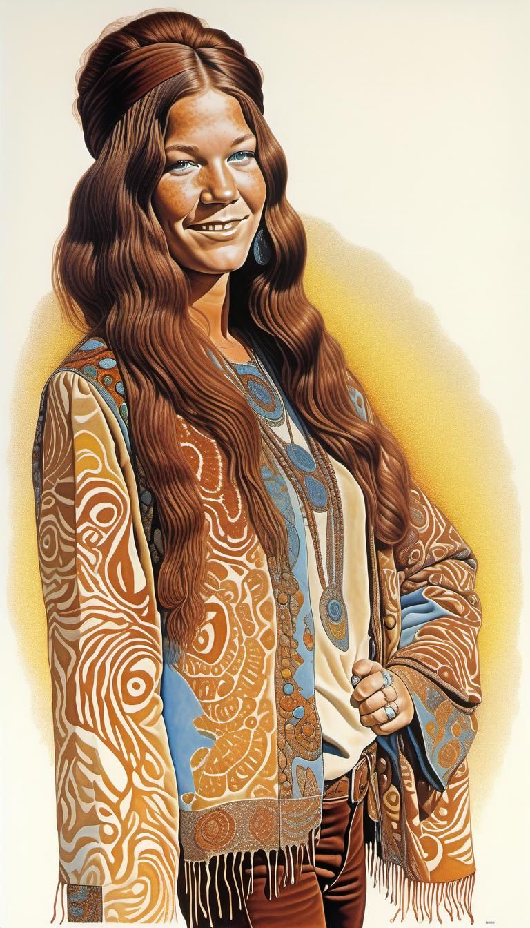 Young Woman Illustration in Klarwein Style