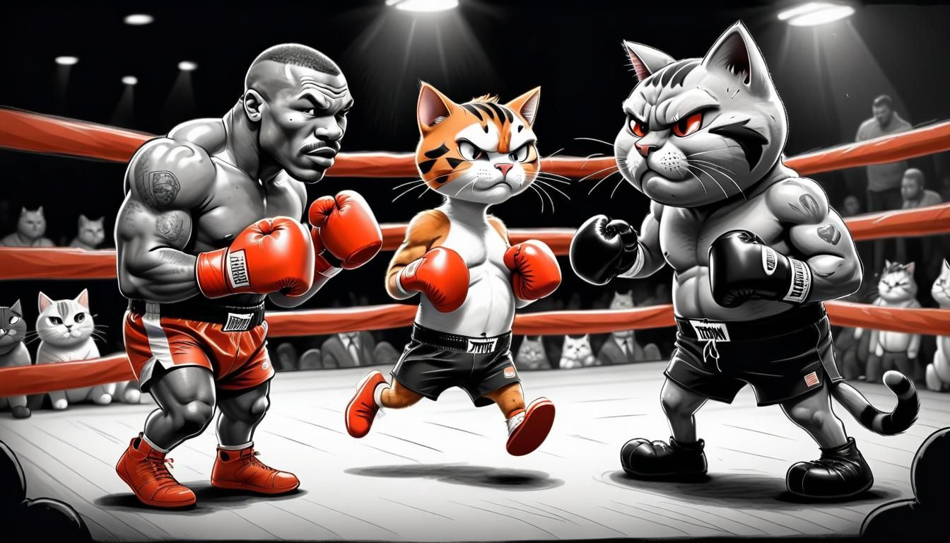 Cartoon Mike Tyson Cat Loses Boxing Match