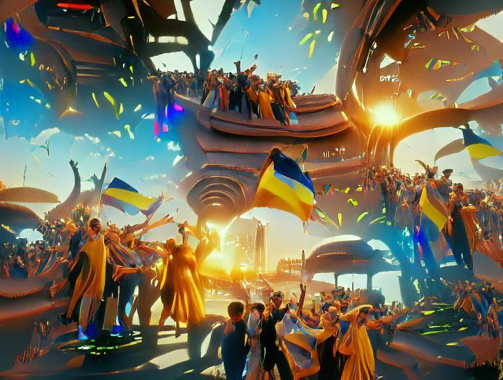 Ukrainian People Celebrate Victory in Retrofuturist Art