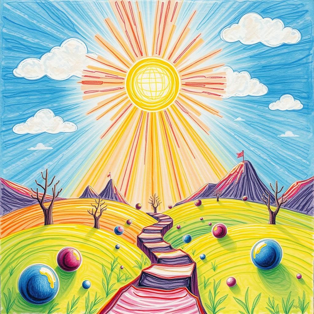 Child's Dreamy Vision of Peace in Pastel Colors