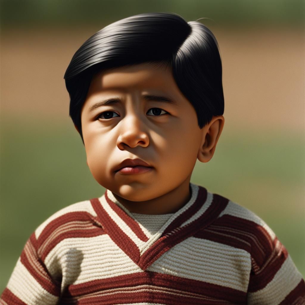 Photorealistic Toddler Portrait of Cesar Chavez