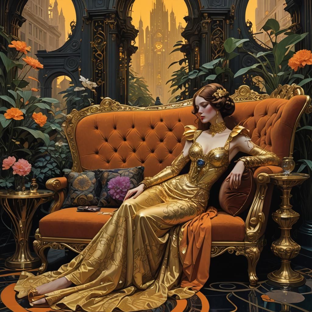Opulent Dystopian Gardens in Art Nouveau Style
