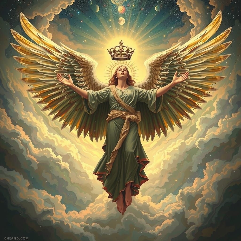 Serene Angel Gabriel with Intricate Wings and Celestial Halo