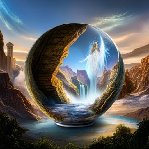 Angel and Unicorn in Mystical Snow Globe