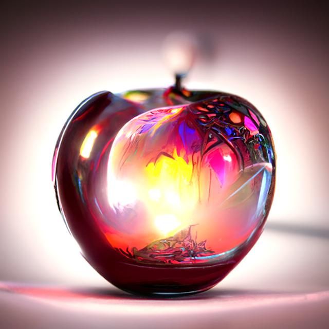 Reflective Glass Apple with Cosmic Colors
