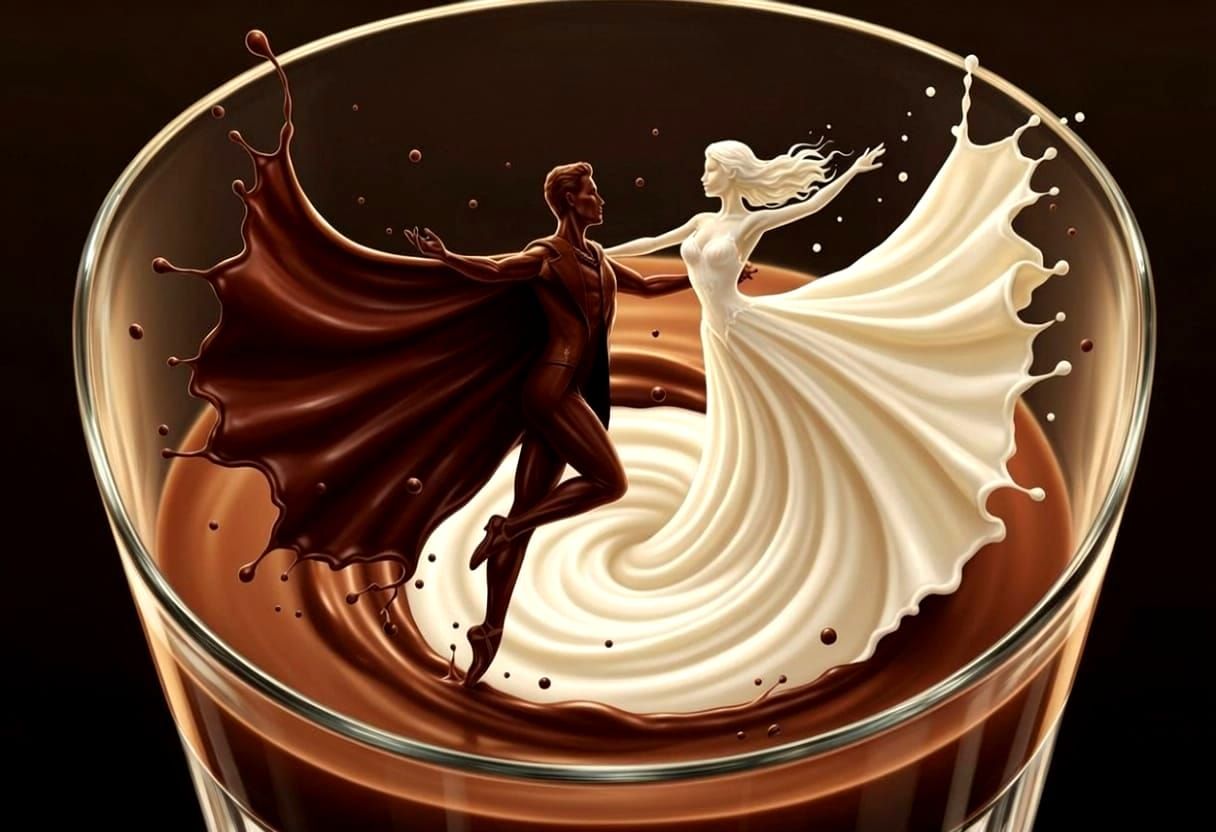 Surreal Chocolate and Cream Dancers in Dessert Glass