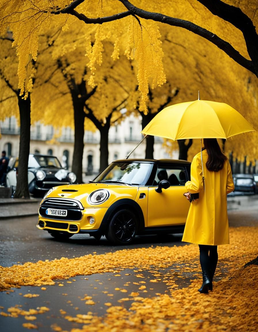 Charming Woman in Yellow, 1970s Paris Portrait