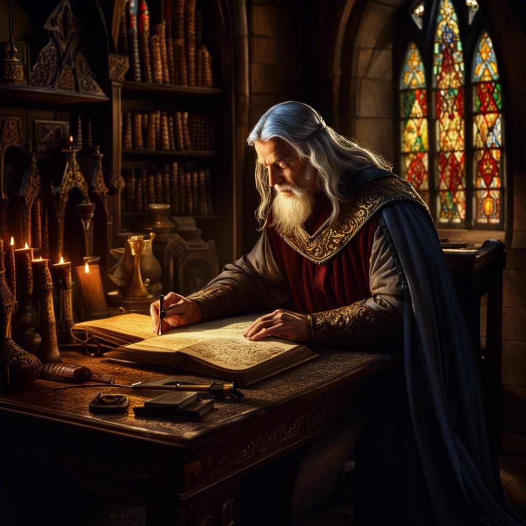 Merlin Studies Spells in Medieval Camelot