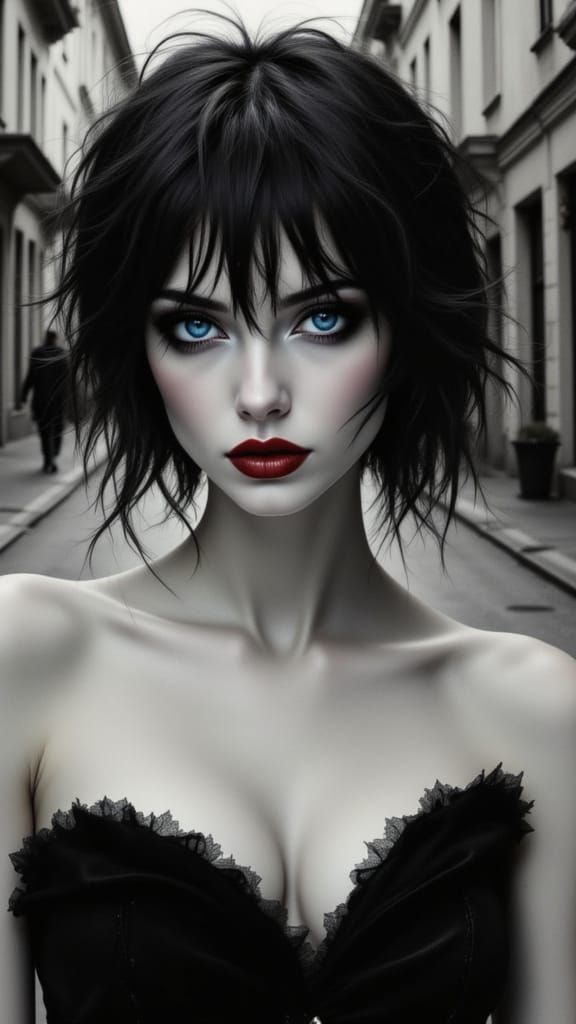 Ethereal Urban Enchantress in Moody Black and White