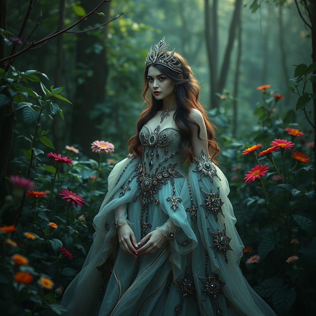 Mystical Woman in Forest, Cinematic Realism