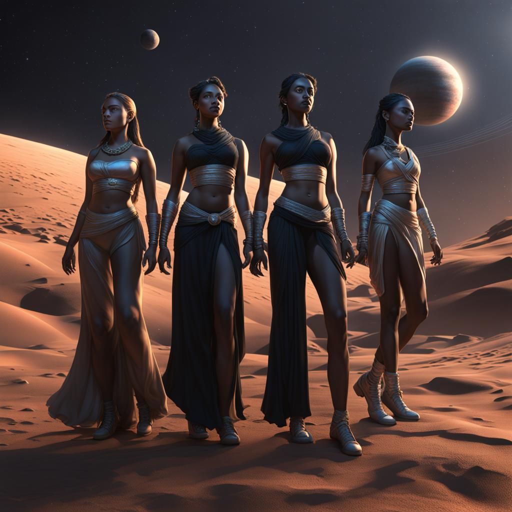 Orion's Belt: Three Women in 3D Rendered Art