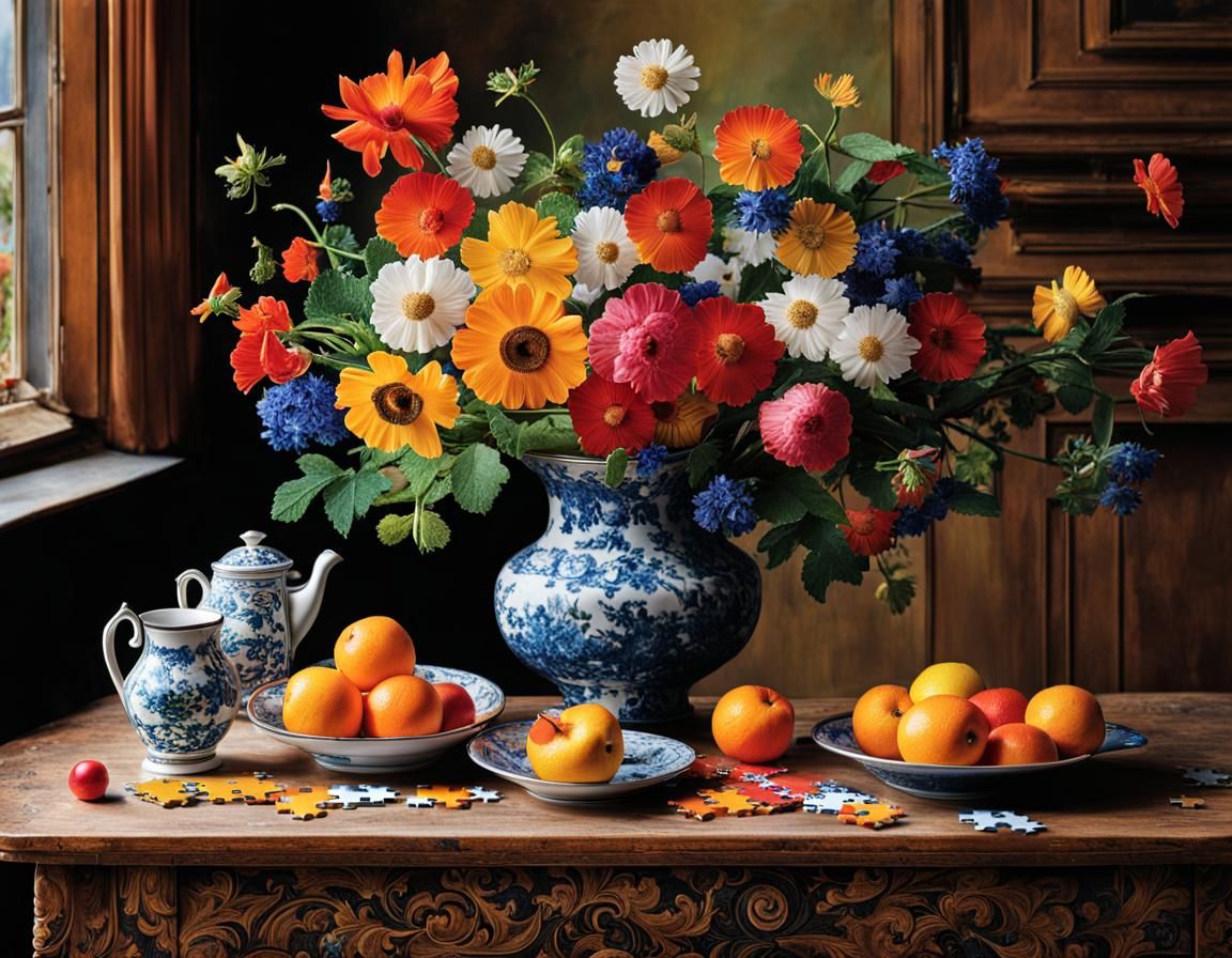 One Piece Missing: Jigsaw Puzzle on Table