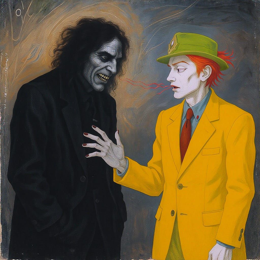 Surreal Repulsion: Contrasting Figures in a Dreamscape