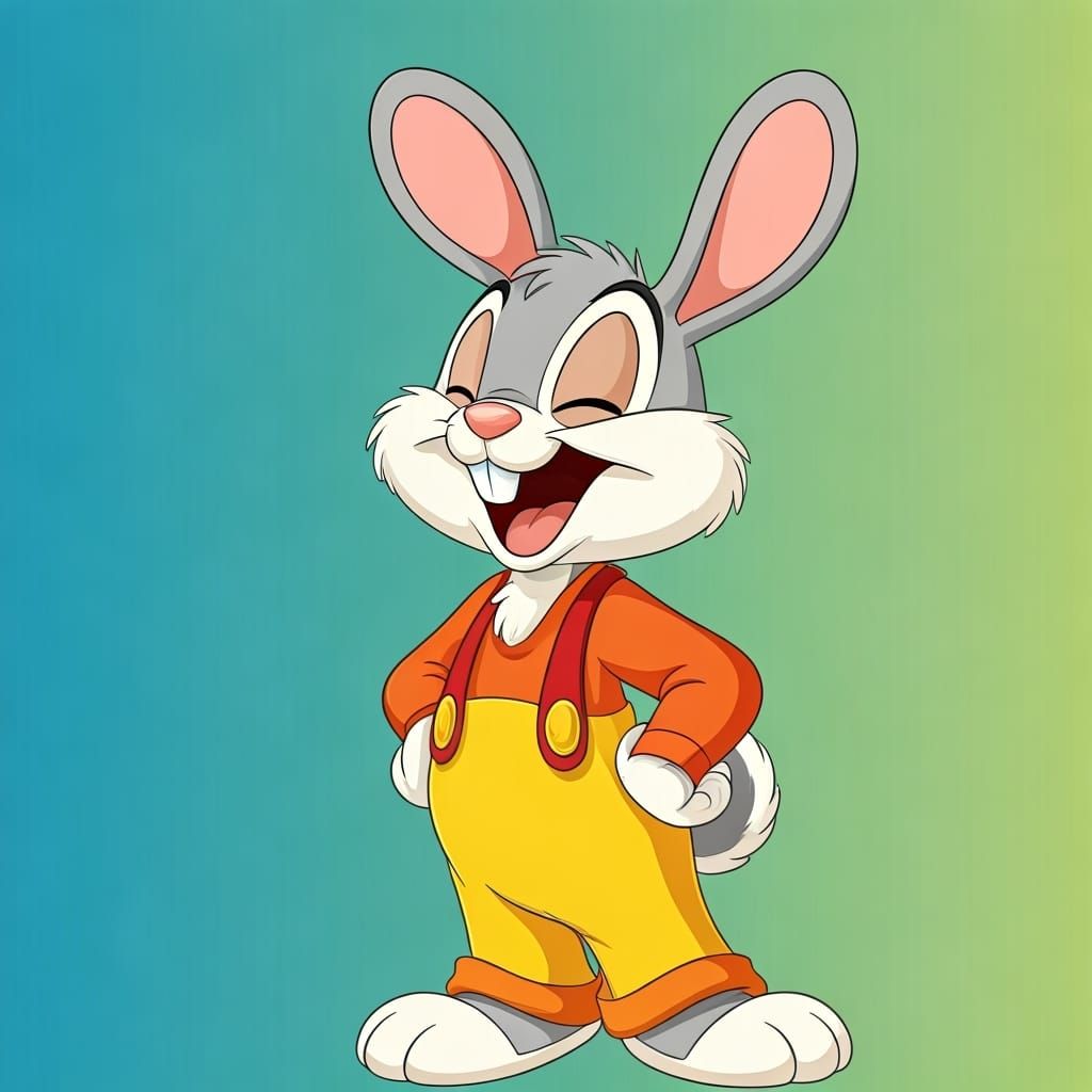 Cartoon Bunny Laughing in Disney Animation Style
