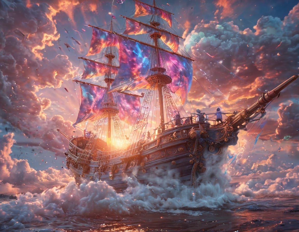 Surreal Cosmic Hologram in Vibrant Pastel Colors