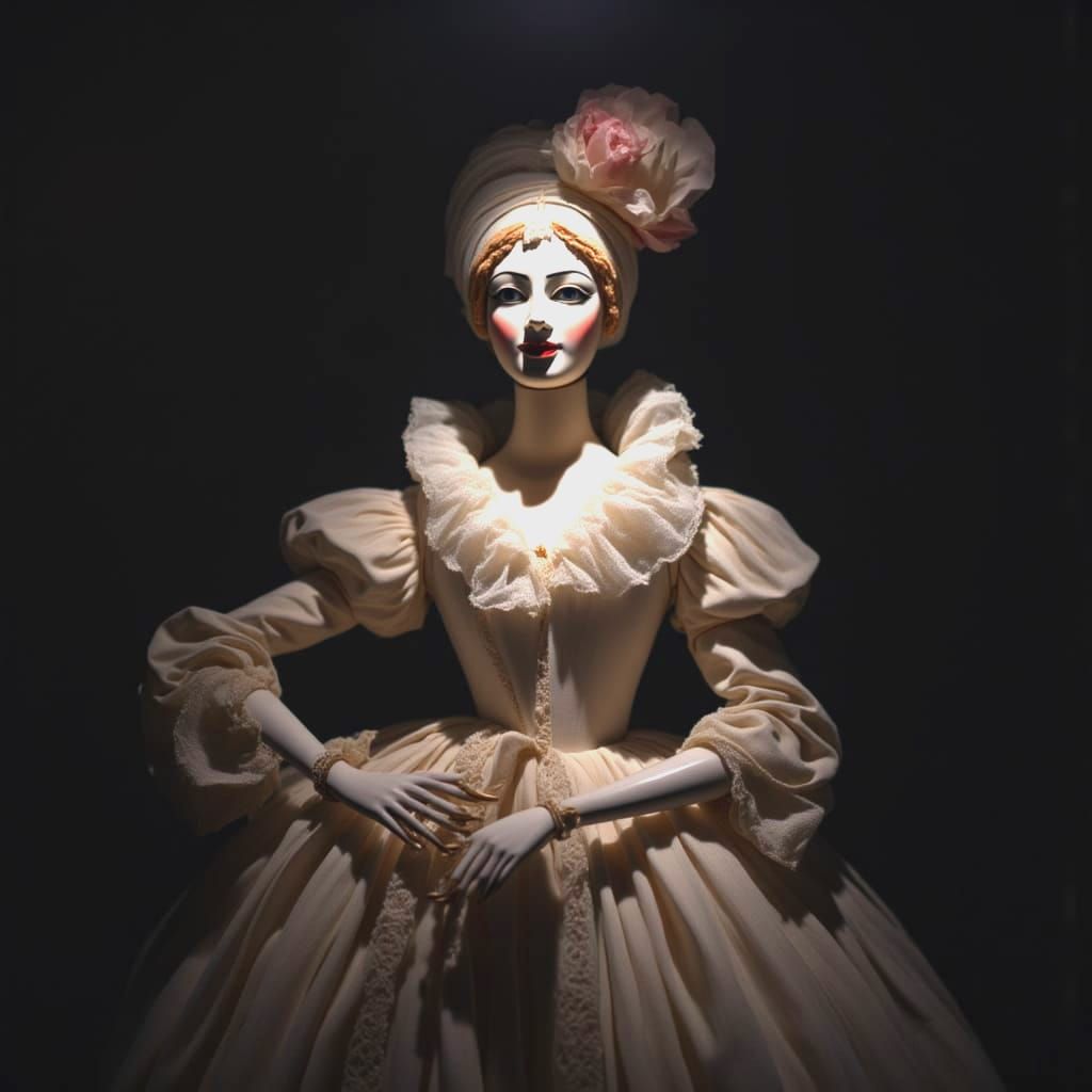 Elegant Porcelain Marionette in Ethereal Light
