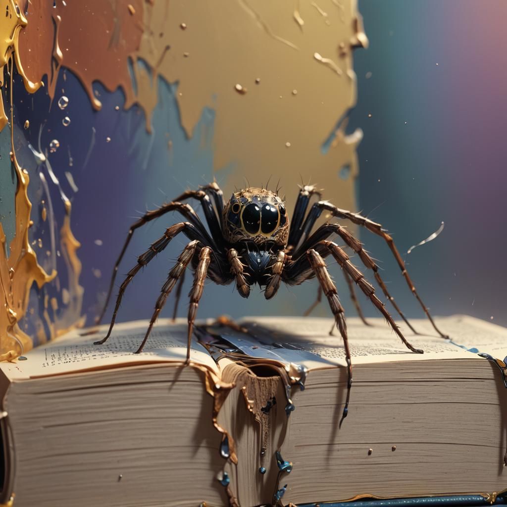 Hyperrealistic Spider Crawling from Book Concept Art