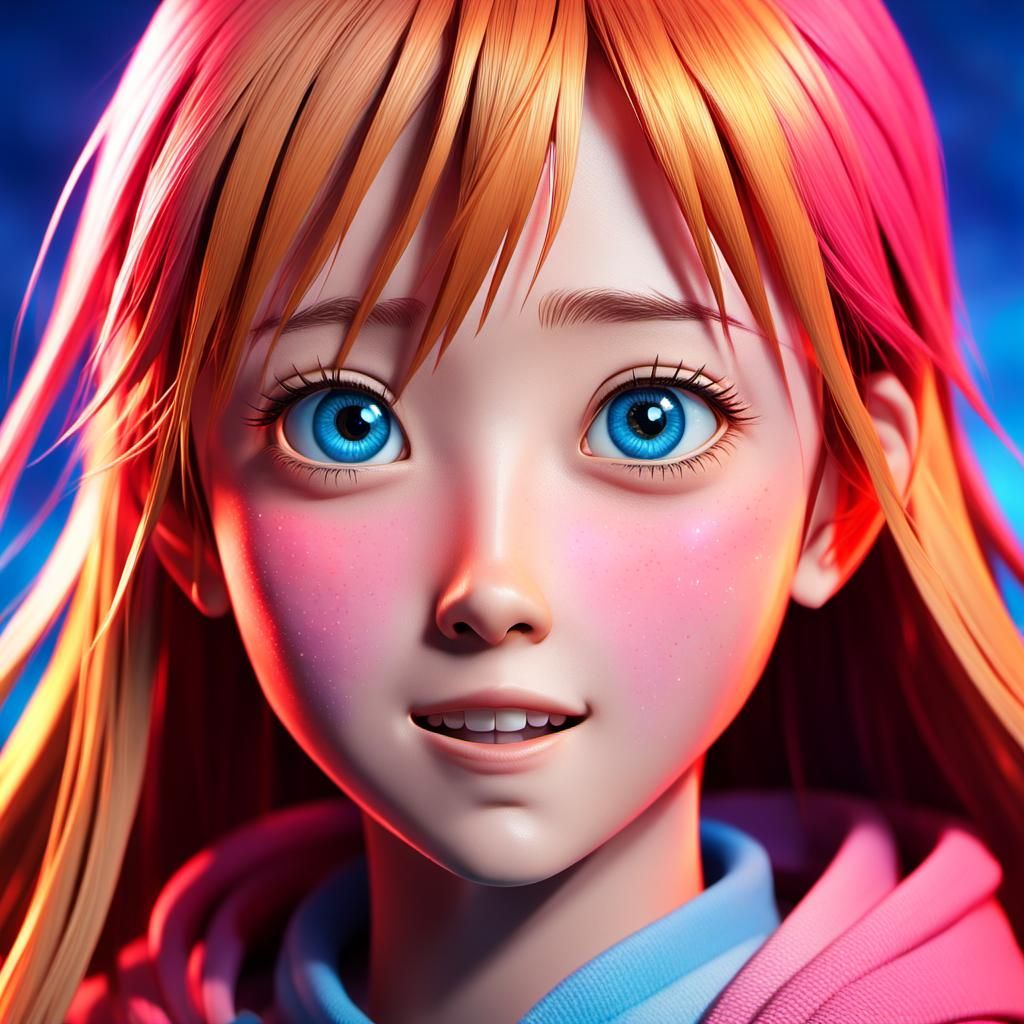 Hyper-Realistic 3D Portrait of Asuna Yuuki in Anime Style
