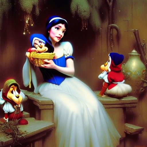 Snow White With 3 of the Seven Dwarves