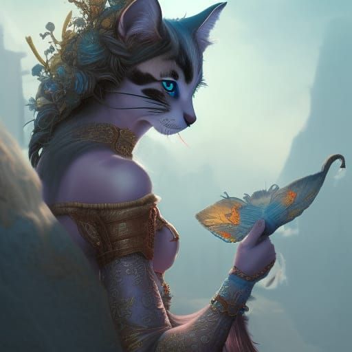 Fantasy Royal Cat-Girl Digital Art
