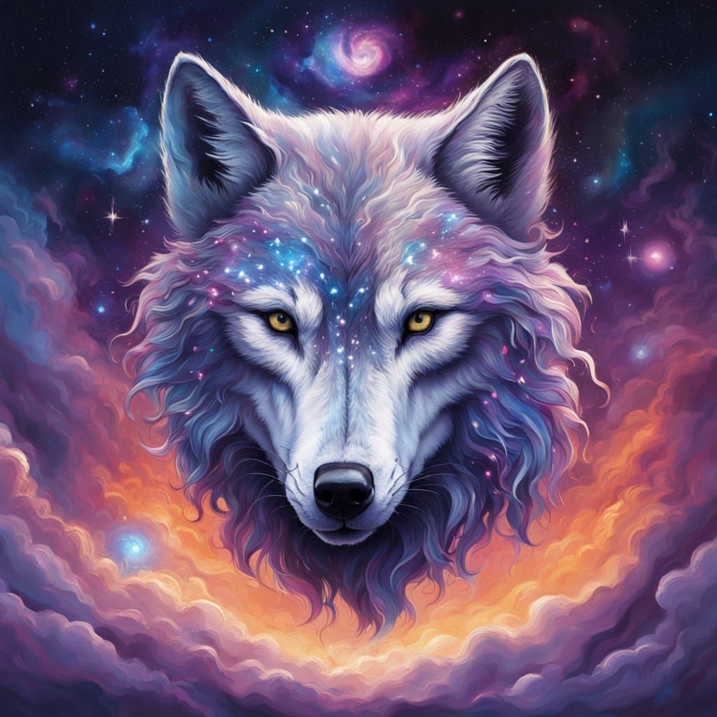 Nebula Wolf Howling Under Binary Stars