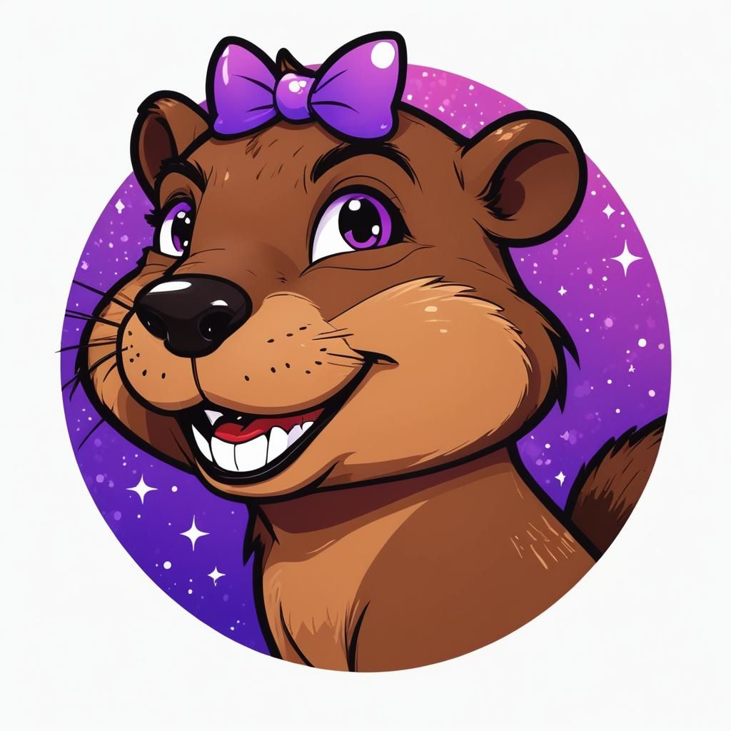 Vibrant Cartoon Beaver Portrait in Anime Style