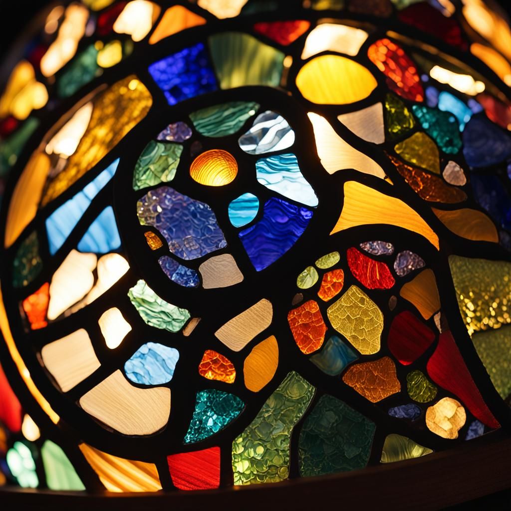 Kaleidoscopic Stained Glass Lamp in Macro Photography