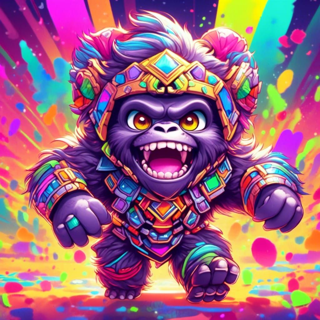 Chibi Gorilla with Sign in Manga Style