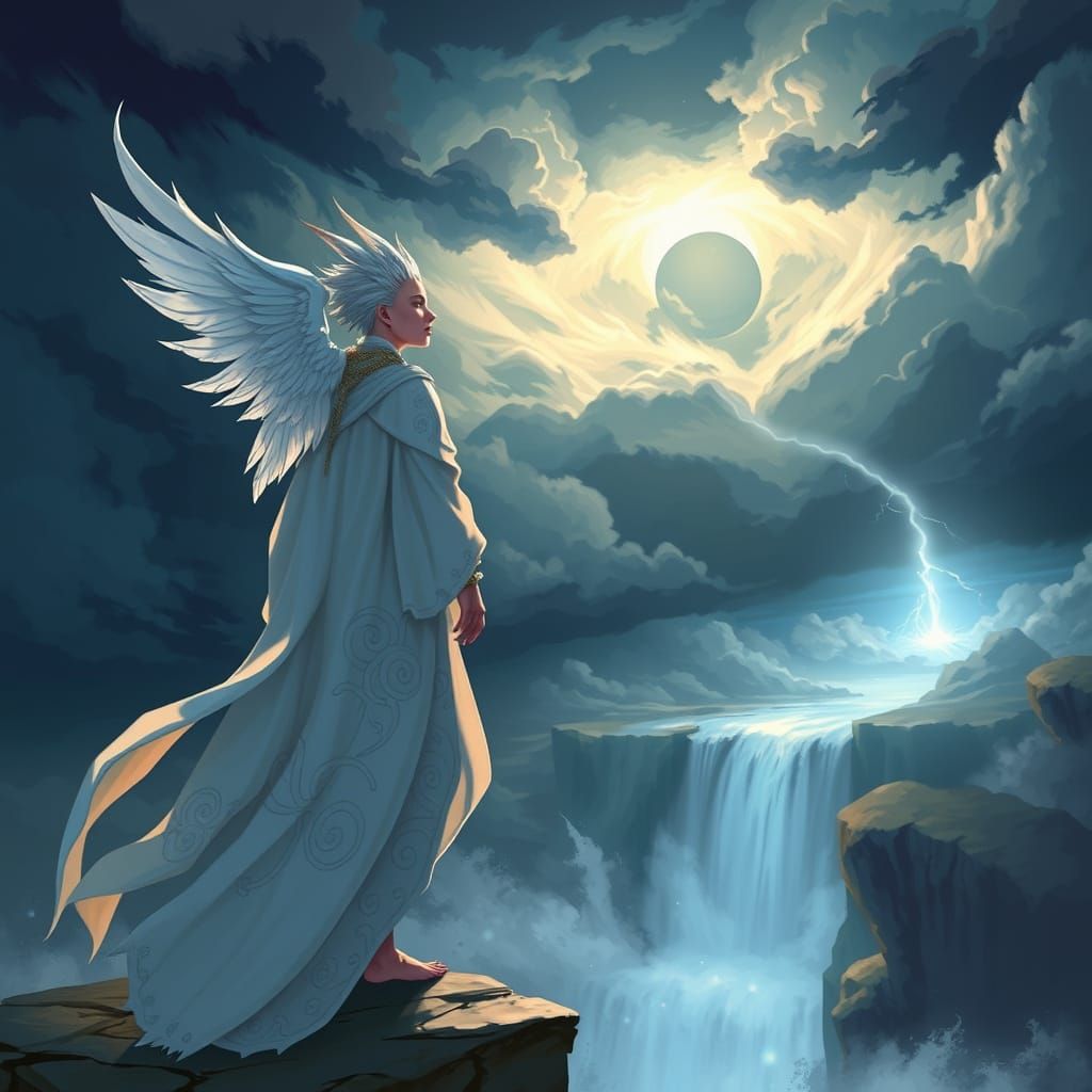 Surreal Aarakocra Goddess Captures Tempest's Fury