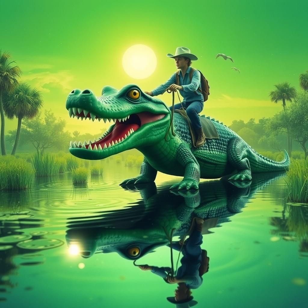 Alligator Rodeo on Venus: A Surreal Spectacle