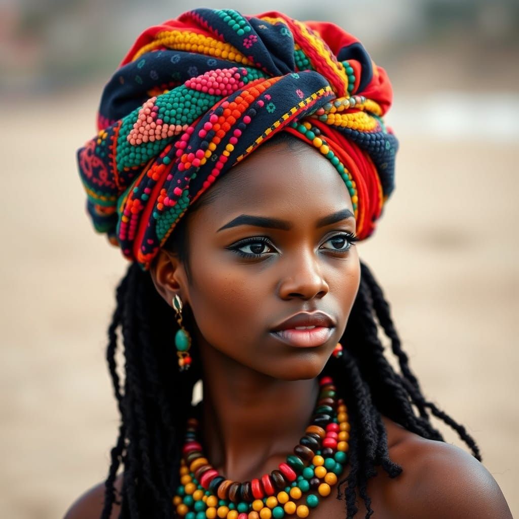Vibrant Afro-American Teen Girl with Turquoise Jewelry