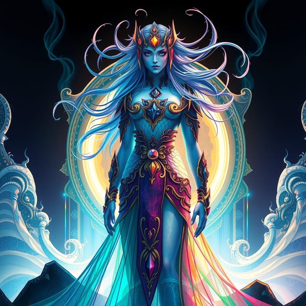 Otherworldly Woman at Mystical Portal, in Surreal Style