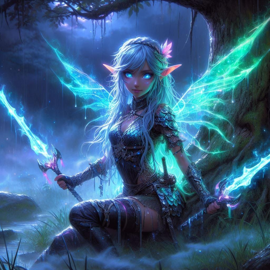 Iridescent Pixie Warrior in Trash-Punk Safari