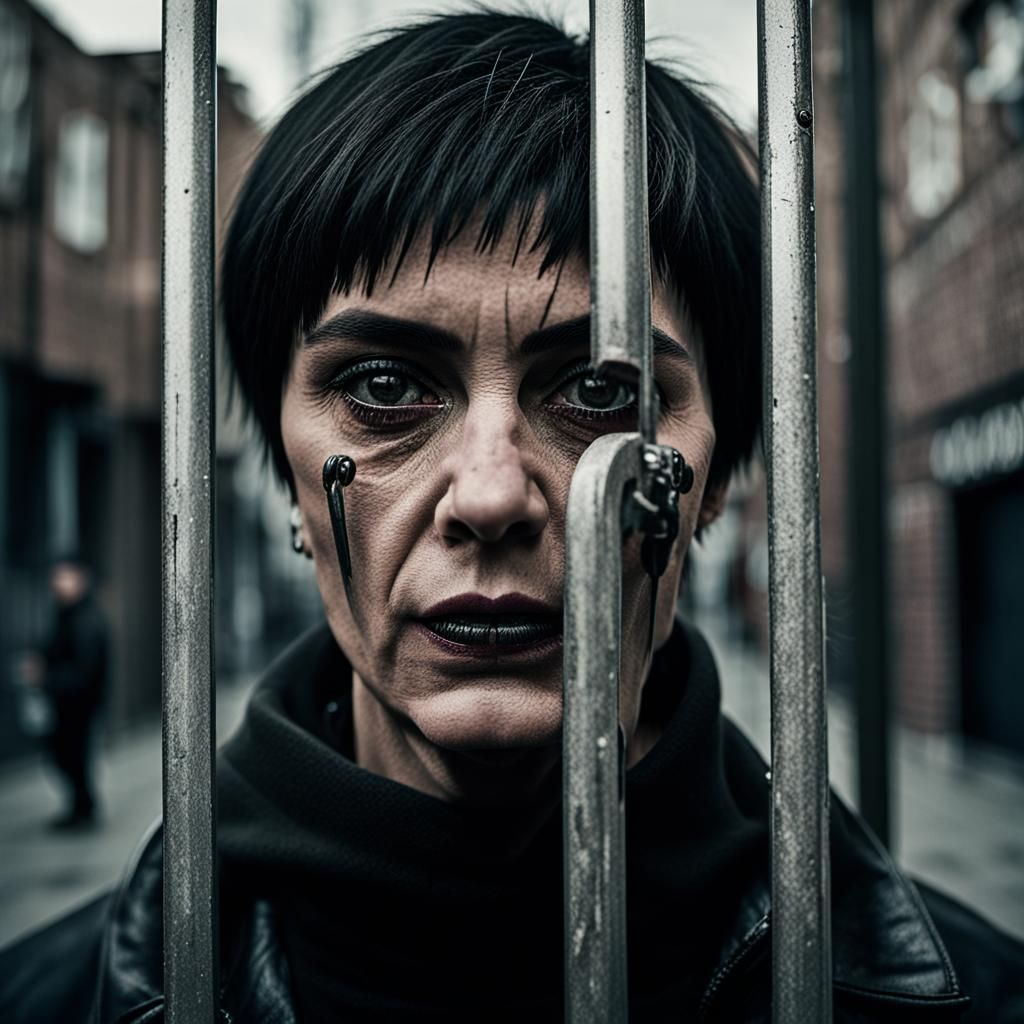 Muscular Goth Woman's Athletic Calisthenics Portrait