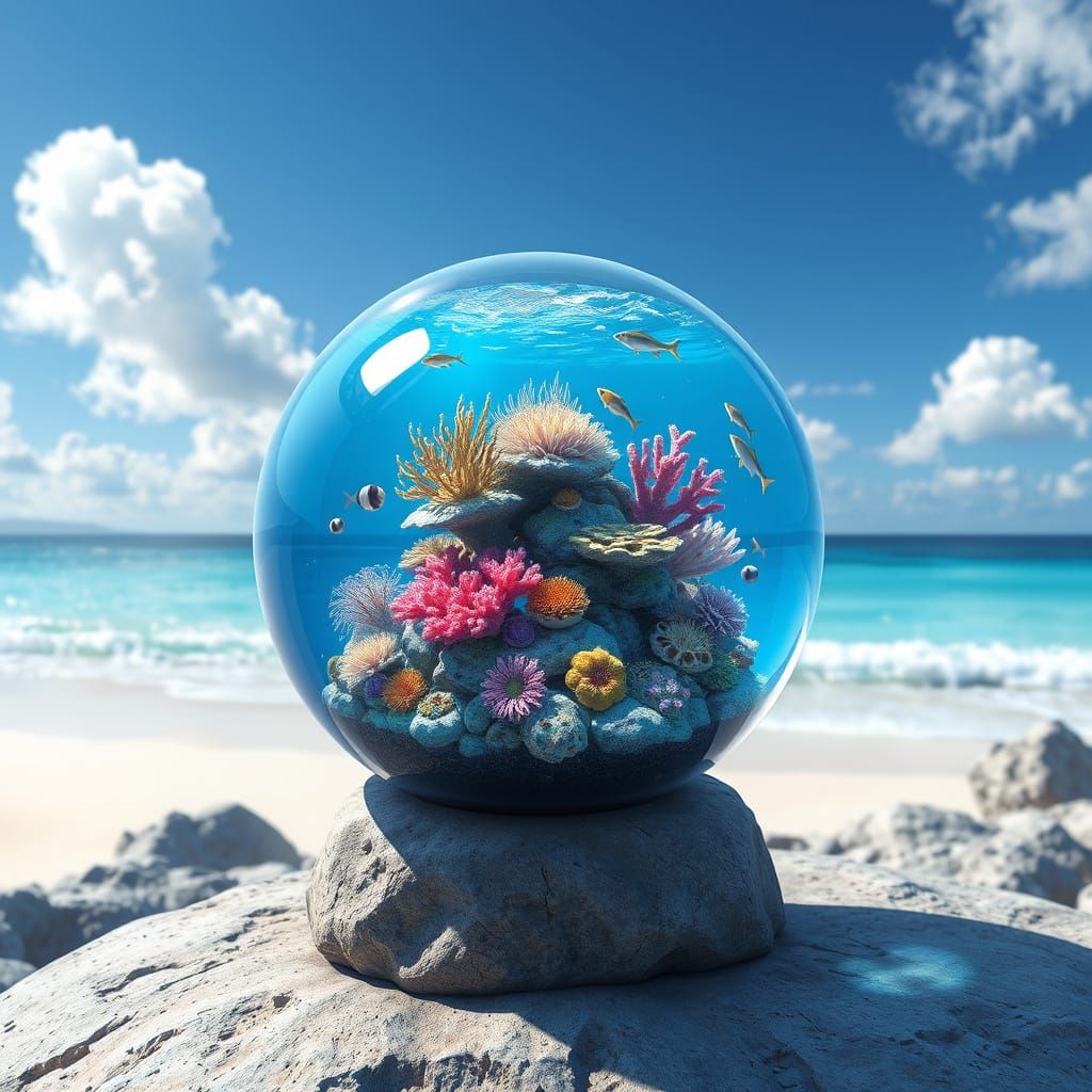 Breathtaking Underwater Scene in a Glass Sphere