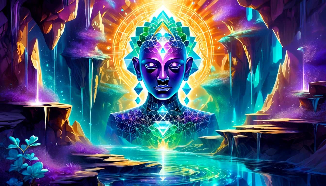 Crystal Humanoid Head Emerges in Rainbow Cave