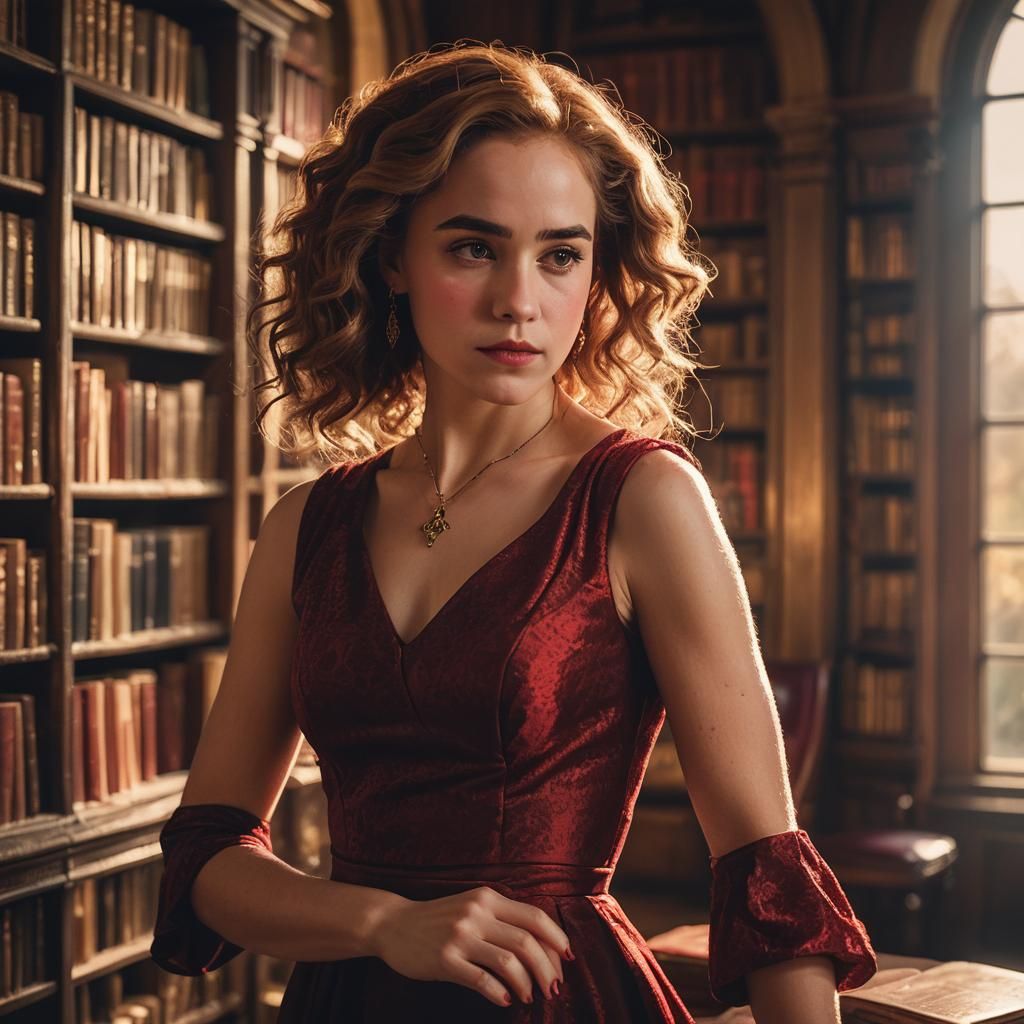 Hermione Granger as Femme Fatale in Red Dress
