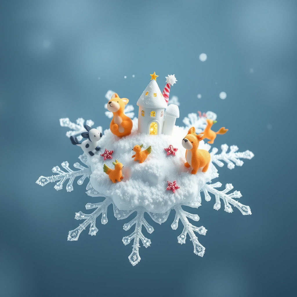 Snowflake Kingdom with Cute Snowflake Animals