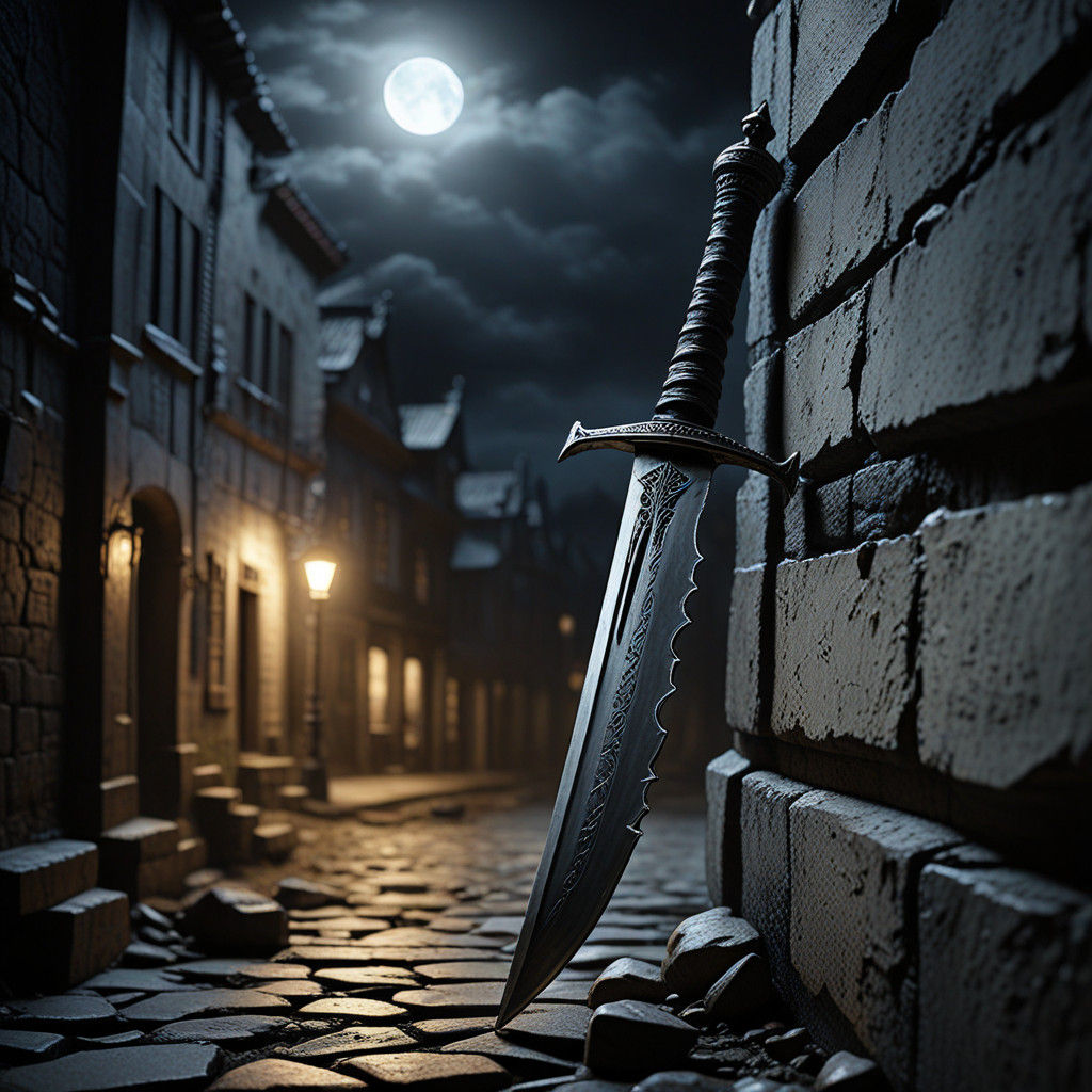 Sword of Moonlit Shadows in Dark Academia Style